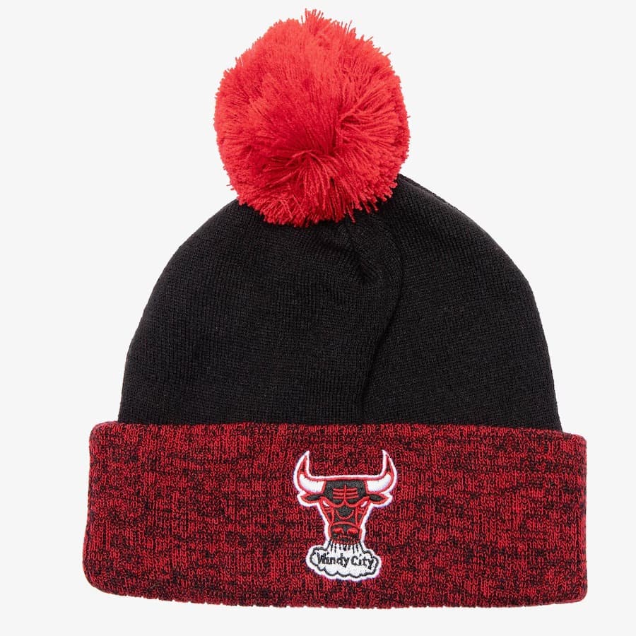 Mitchell-Ness-Black-Red-Chicago-Bulls-Hardwood-Classics-Two-Tone-Cuffed-Knit-Hat-with-Pom