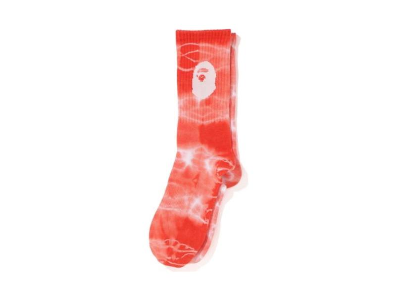 Спортивные носки BAPE A Bathing Ape Men Ape Head Tie Dye Socks Red