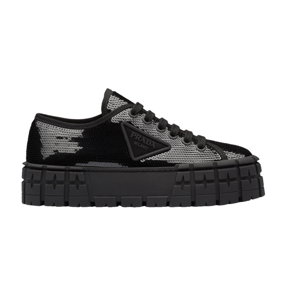 Кроссовки Prada Wmns Gabardine Double Wheel Platform 'Black Sequins'