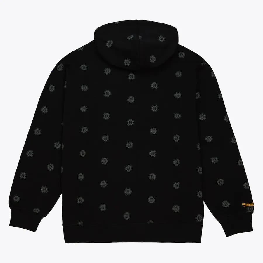 Худи Mitchell & Ness Black Boston Bruins Allover Print Fleece Pullover Hoodie