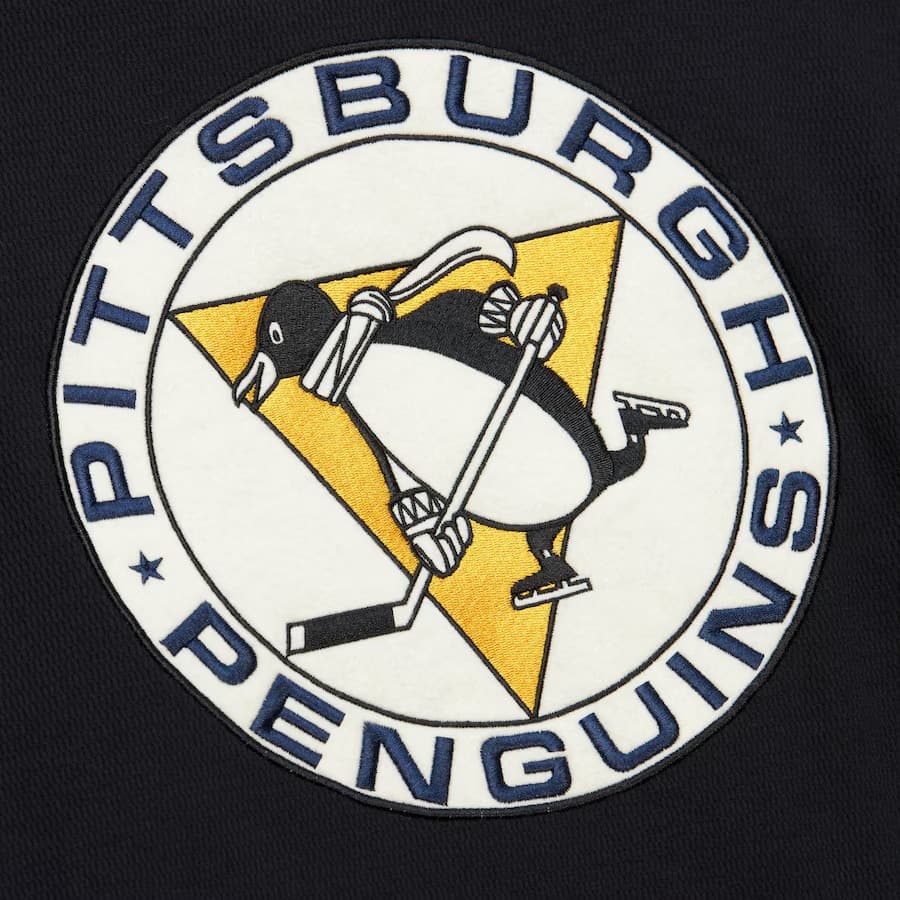 Худи Mitchell & Ness Black Pittsburgh Penguins Vintage Logo Thermal Lightweight Pullover Hoodie