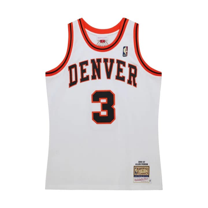 Баскетбольная джерси 2006-2007 Denver Nuggets Allen Iverson #3 Authentic NBA Throwback White Jersey