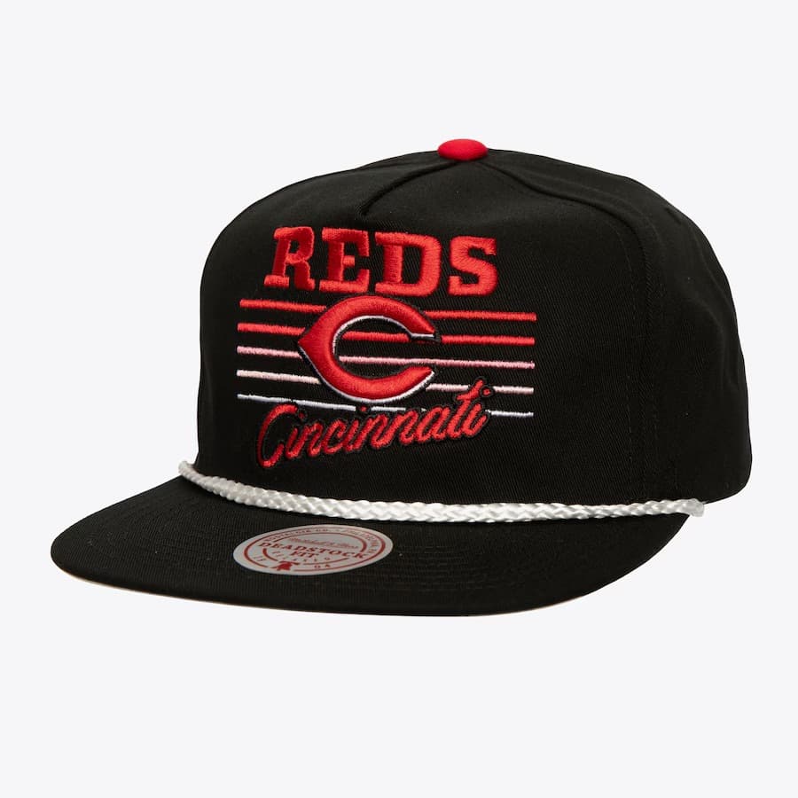 Бейсболка Mitchell & Ness Black Cincinnati Reds Radiant Lines Deadstock Snapback Hat