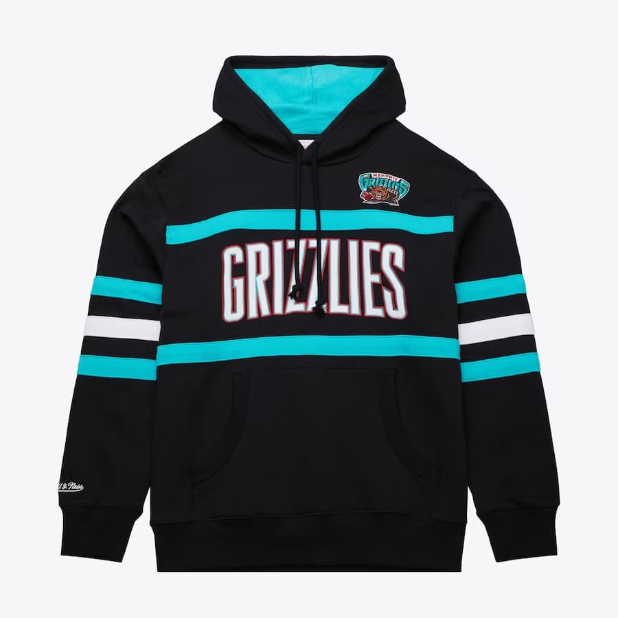 Худи Mitchell & Ness Black Memphis Grizzlies Vintage Logo Head Coach Fleece Pullover Hoodie