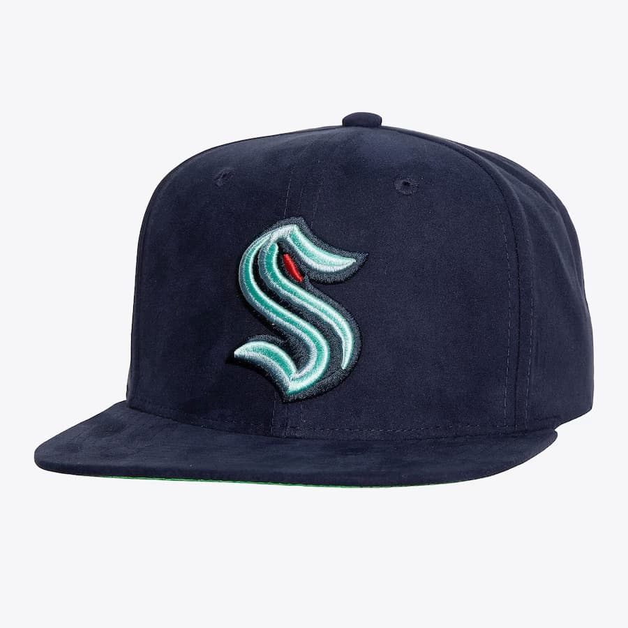 Бейсболка Mitchell & Ness Navy Seattle Kraken Sweet Suede Snapback Hat
