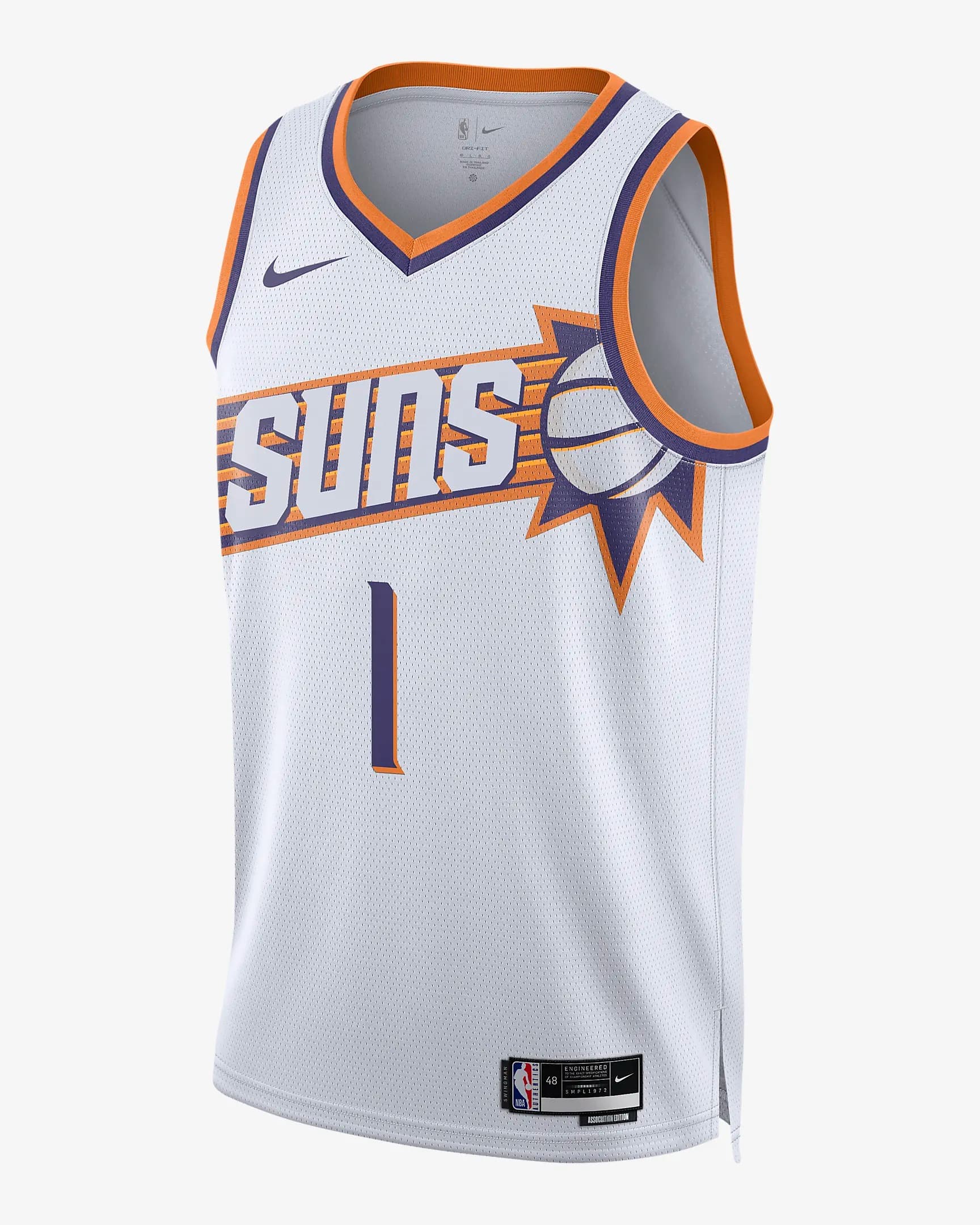 Баскетбольная джерси 2023-24 Phoenix Suns Devin Booker #1 Swingman Association Edition White Jersey