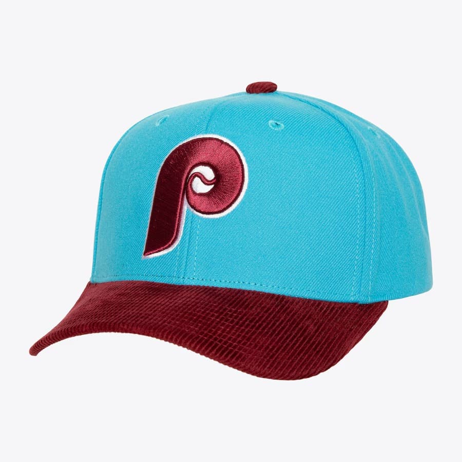 Бейсболка Mitchell & Ness Light Blue Philadelphia Phillies Cooperstown Collection Cord Pro Snapback Hat