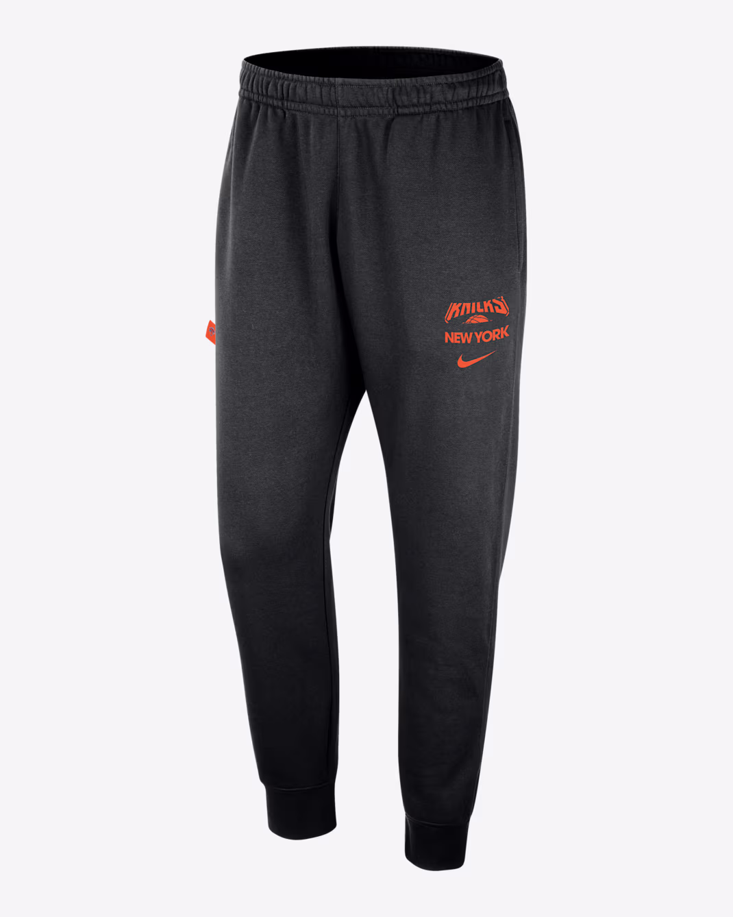 Nike-NBA-New-York-Knicks-Club-Courtside-Black-Brilliant-Orange-Joggers