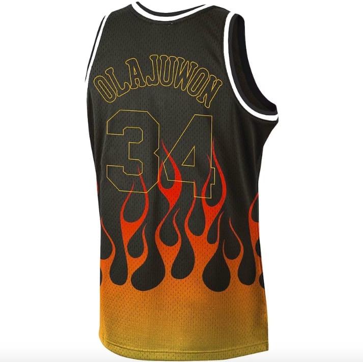 1993-94-Houston-Rockets-34-Hakeem-Olajuwon-Mitchell-Ness-Flames-Black-Jersey-2