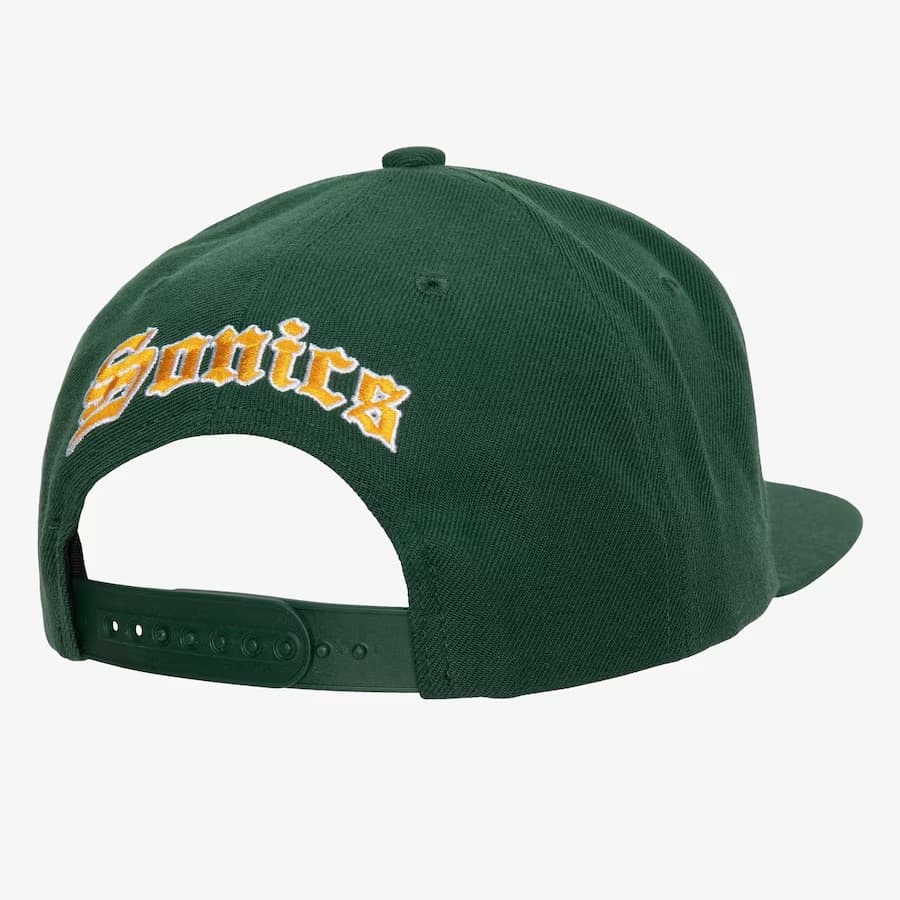 Бейсболка Mitchell & Ness Green Seattle SuperSonics Hardwood Classics English Dropback Snapback Hat