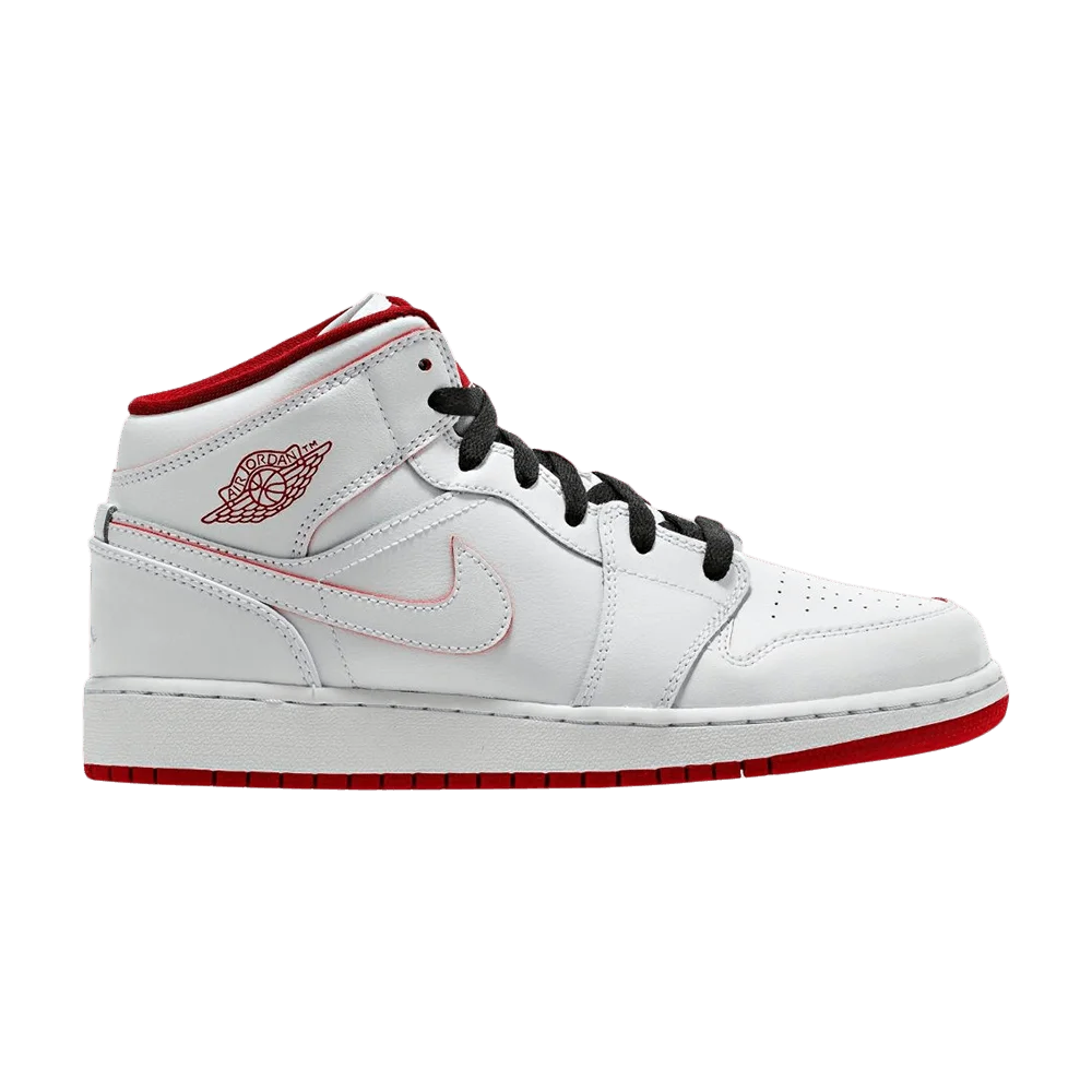 Krossovki-Air-Jordan-1-Retro-Mid-GS-White-Gym-Red