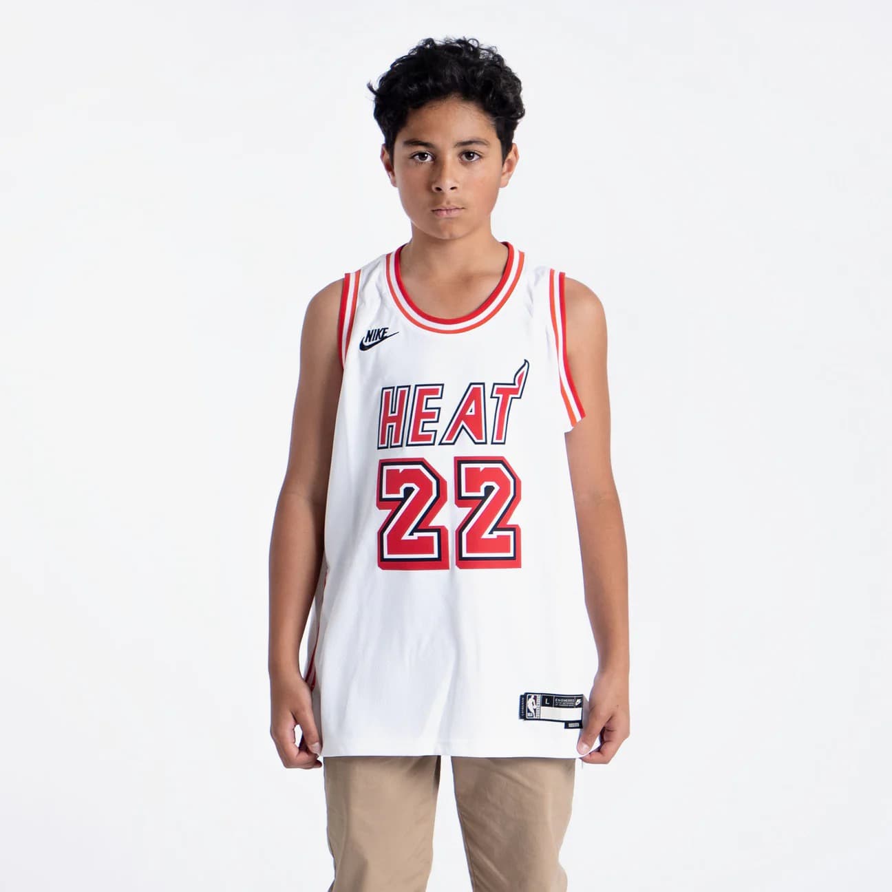 Баскетбольная джерси 2022-23 Miami Heat Jimmy Butler #22 Youth Swingman Classic Edition White Jersey