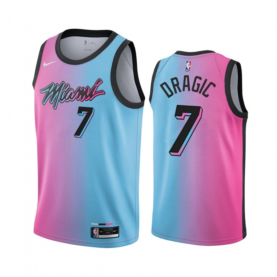 Баскетбольная джерси 2020-21 Miami Heat #7 Goran Dragic City Edition Blue Pink Swingman Jersey