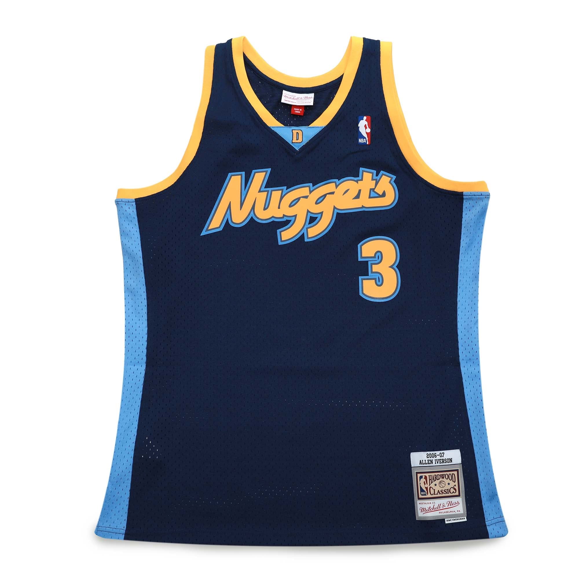 Баскетбольная джерси 2006-2007 Denver Nuggets Allen Iverson # 3 Swingman NBA Hardwood Classics Throwback Blue Jersey