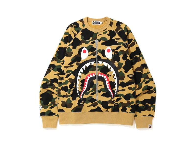 Толстовка BAPE 1st Camo Printed Zip Shark Crewneck Yellow