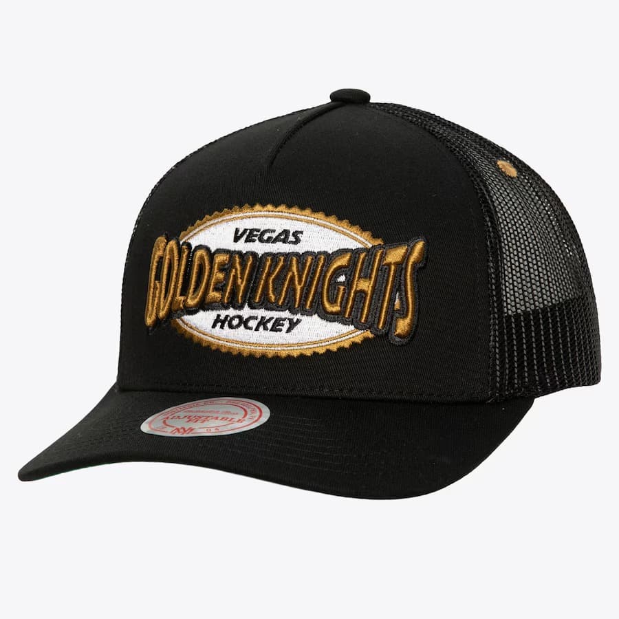 Бейсболка Mitchell & Ness Black Vegas Golden Knights Team Seal Trucker Adjustable Hat