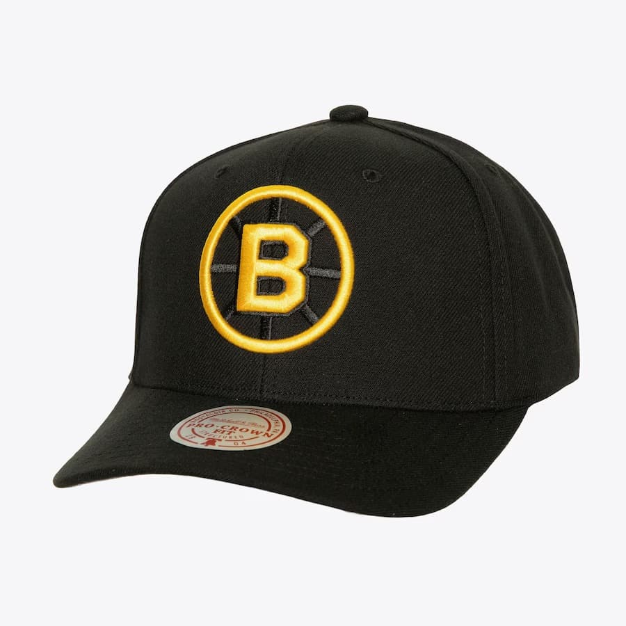 Бейсболка Mitchell & Ness Black Boston Bruins Icon Grail Pro Vintage Snapback Hat