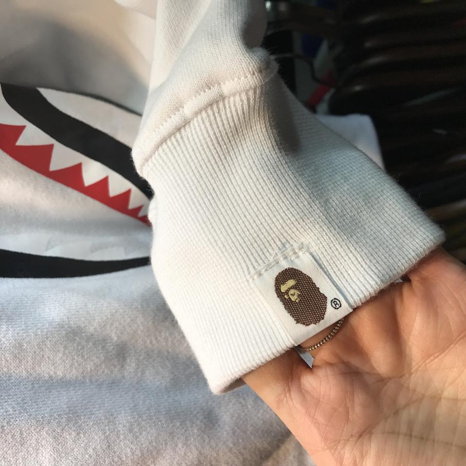 Худи BAPE Side Zip Shark Wide Pullover Hoodie White