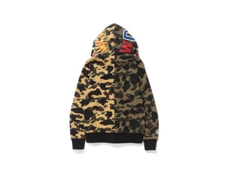 Худи BAPE 1st Camo Half Shark Full Zip Hoodie Green/Camo
