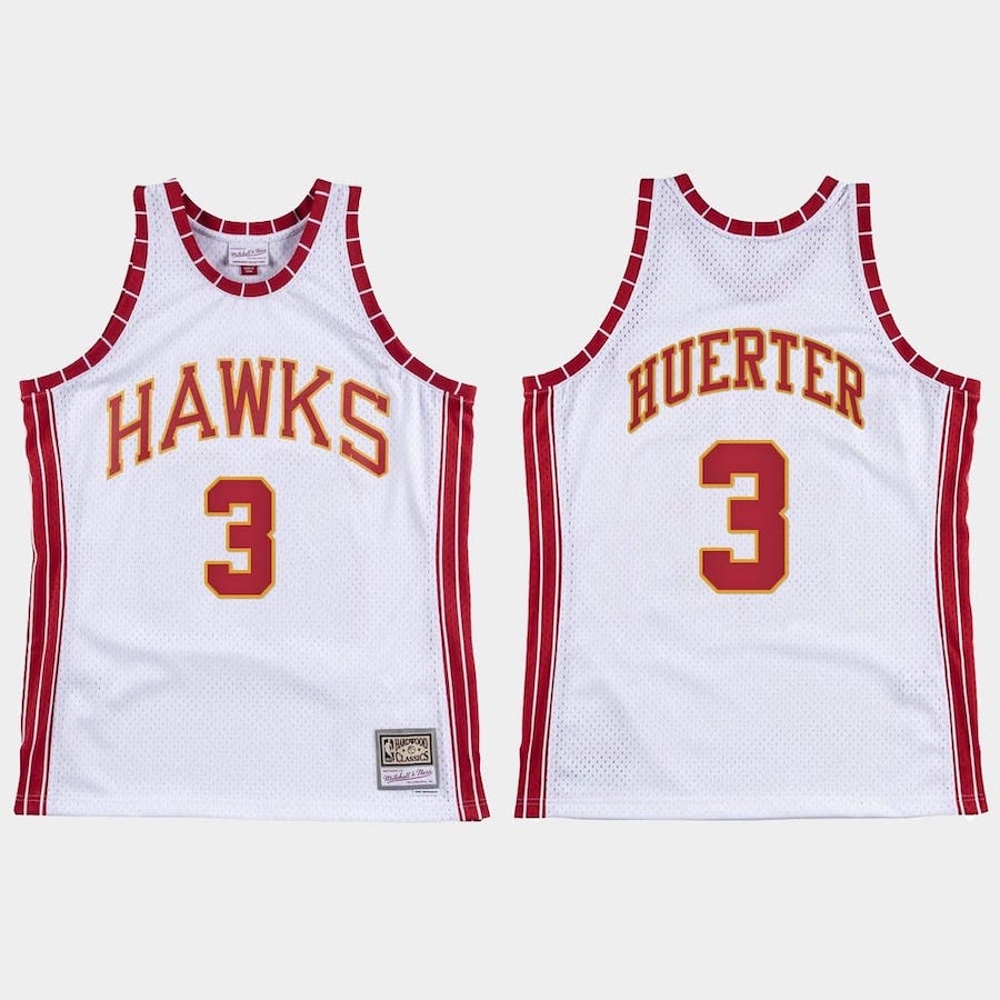 Баскетбольная джерси Atlanta Hawks #3 Kevin Huerter Hardwood Classics Retro White Jersey