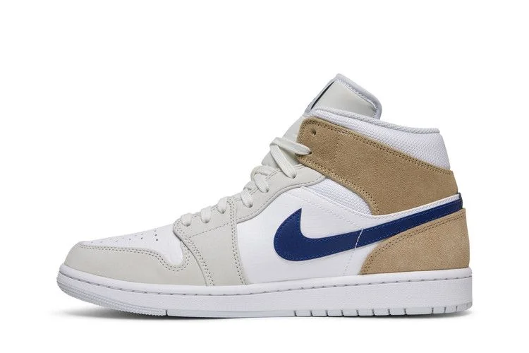 Кроссовки Air Jordan 1 Mid 'White Khaki Blue Void'