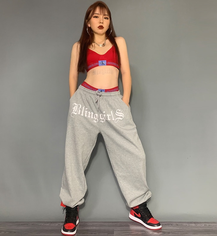 Спортивные брюки 2020 Blinggirls Hip-hop Style Sweatpants Grey/Black