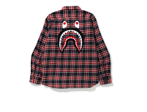 Рубашка BAPE Shark Flannel Check Shirt FW19 Red