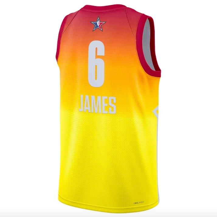 Баскетбольная джерси 2023 NBA All-Star Game #6 LeBron James Swingman Orange Jersey