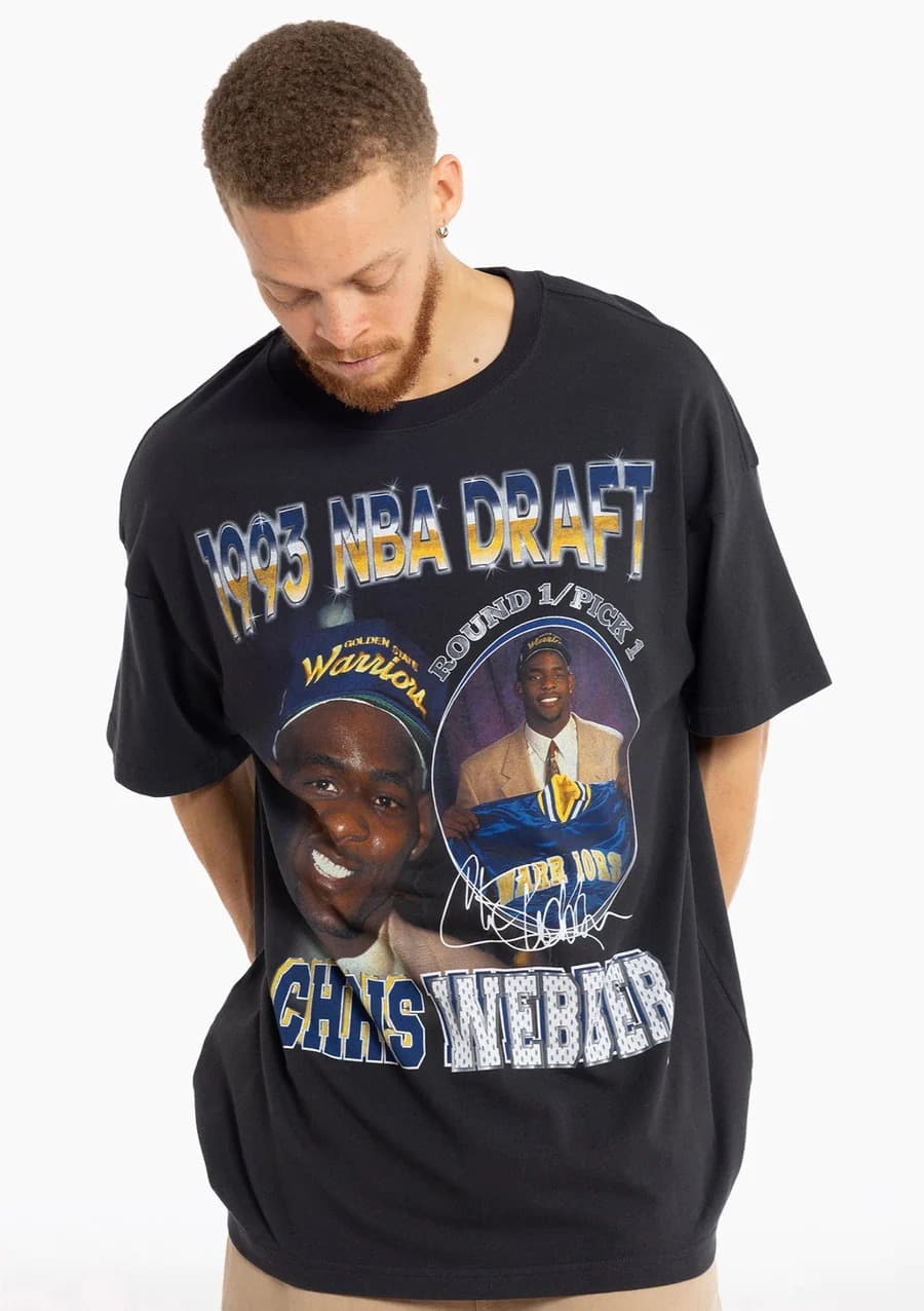 Футболка Mitchell & Ness Chris Webber Golden State Warriors 1993 NBA Draft Day Vintage T-Shirt