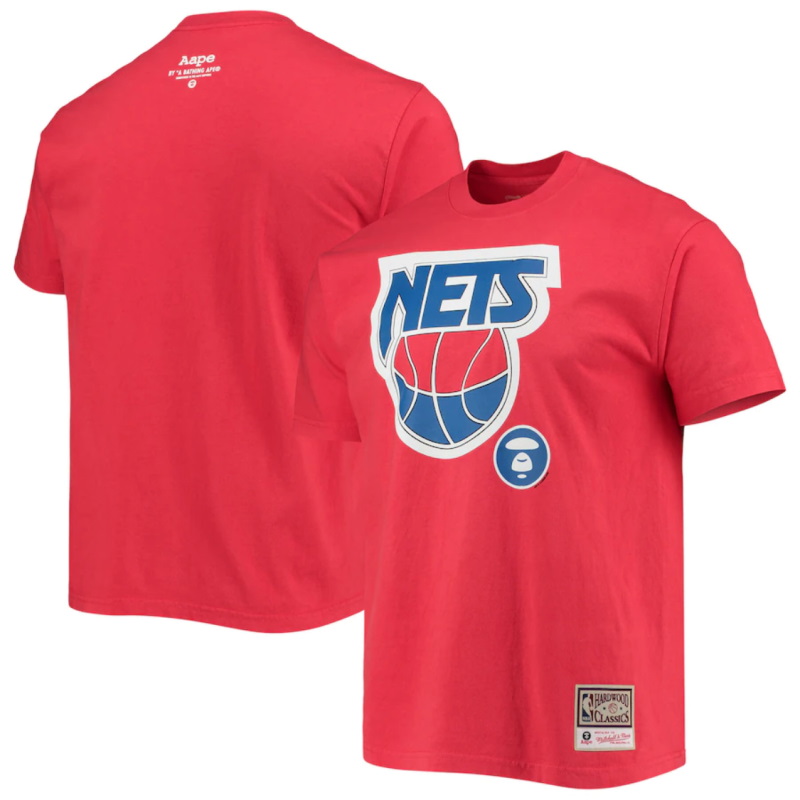 Футболка Aape x Mitchell & Ness New Jersey Nets Tee Red