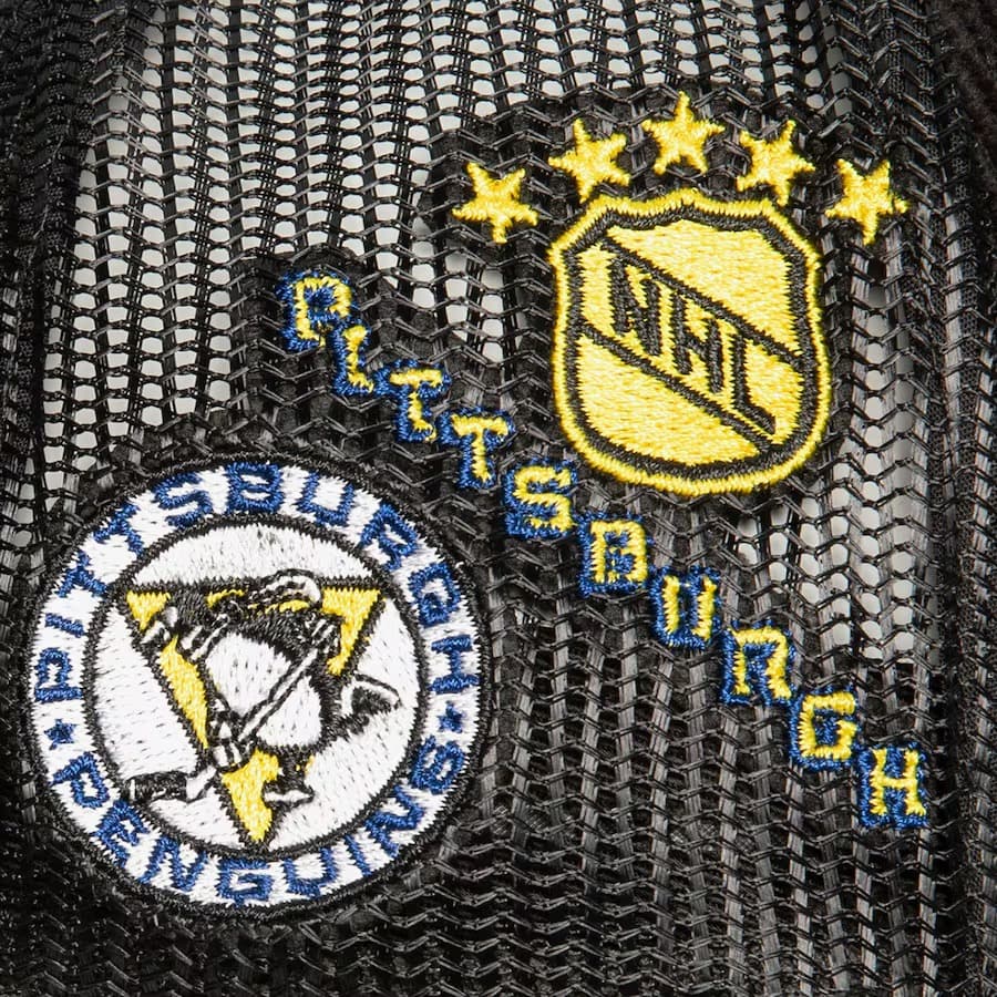 Бейсболка Mitchell & Ness Black Pittsburgh Penguins Times Up Trucker Adjustable Hat