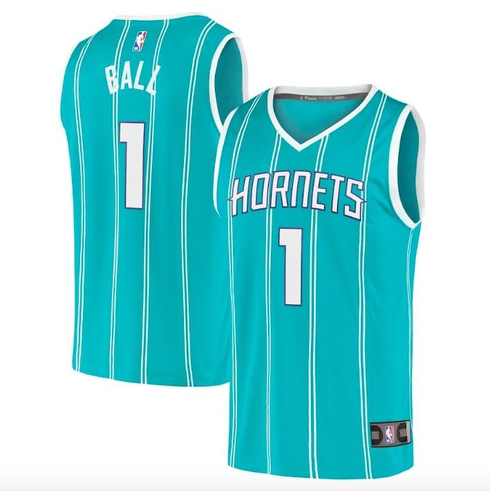 Баскетбольная джерси 2021-22 Charlotte Hornets #1 LaMelo Ball Fast Break Icon Teal Jersey
