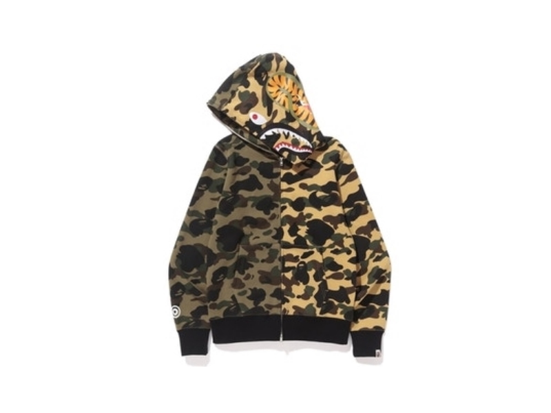 Худи BAPE 1st Camo Half Shark Full Zip Hoodie Green/Camo