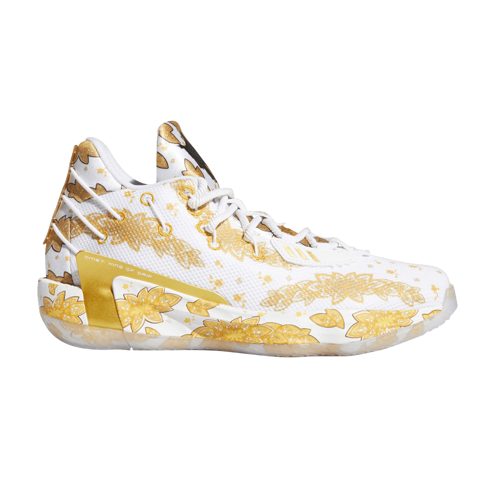 Кроссовки Ric Flair x adidas Dame 7 GCA 'White Gold Metallic'