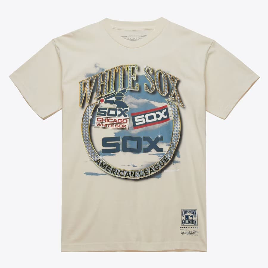 Футболка Mitchell & Ness Natural Chicago White Sox Cooperstown Collection Crown Jewels T-Shirt