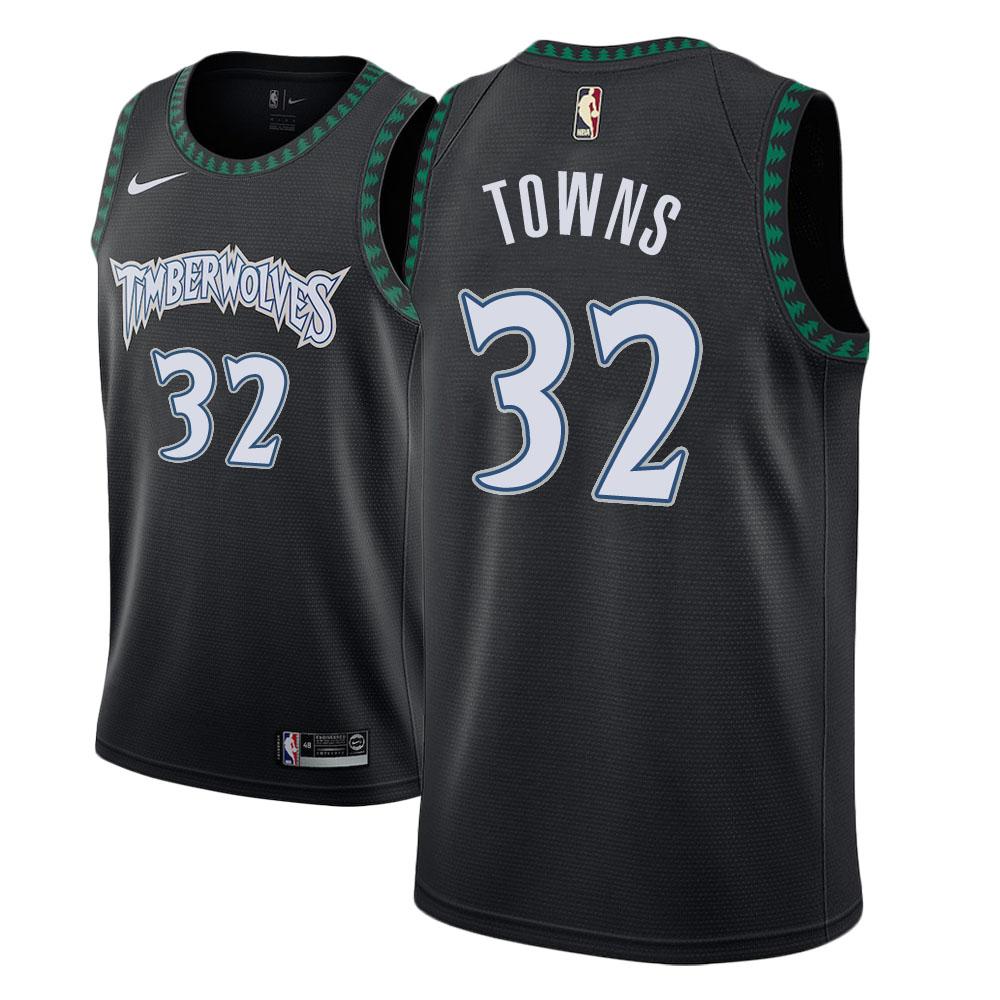 Баскетбольная джерси 2018-19 Towns Timberwolves #32 Classic Black