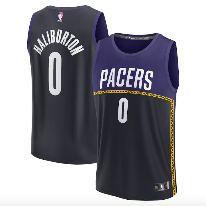 Баскетбольная джерси 2022-23 Indiana Pacers  #0 Tyrese Haliburton Fast Break City Blue Jersey