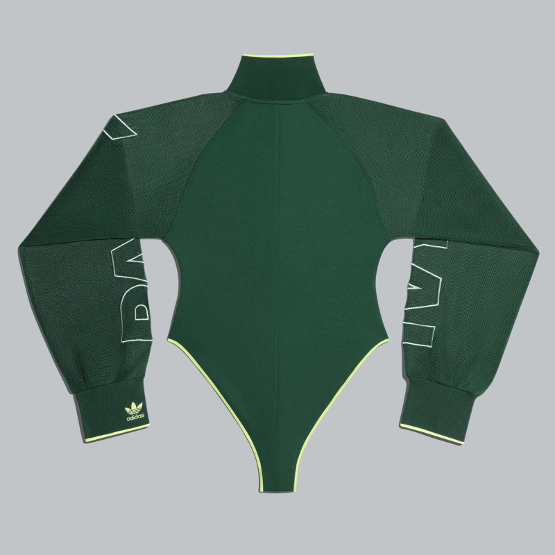 Боди adidas Ivy Park Mesh Sleeve Bodysuit Dark Green/Hi-Res Yellow