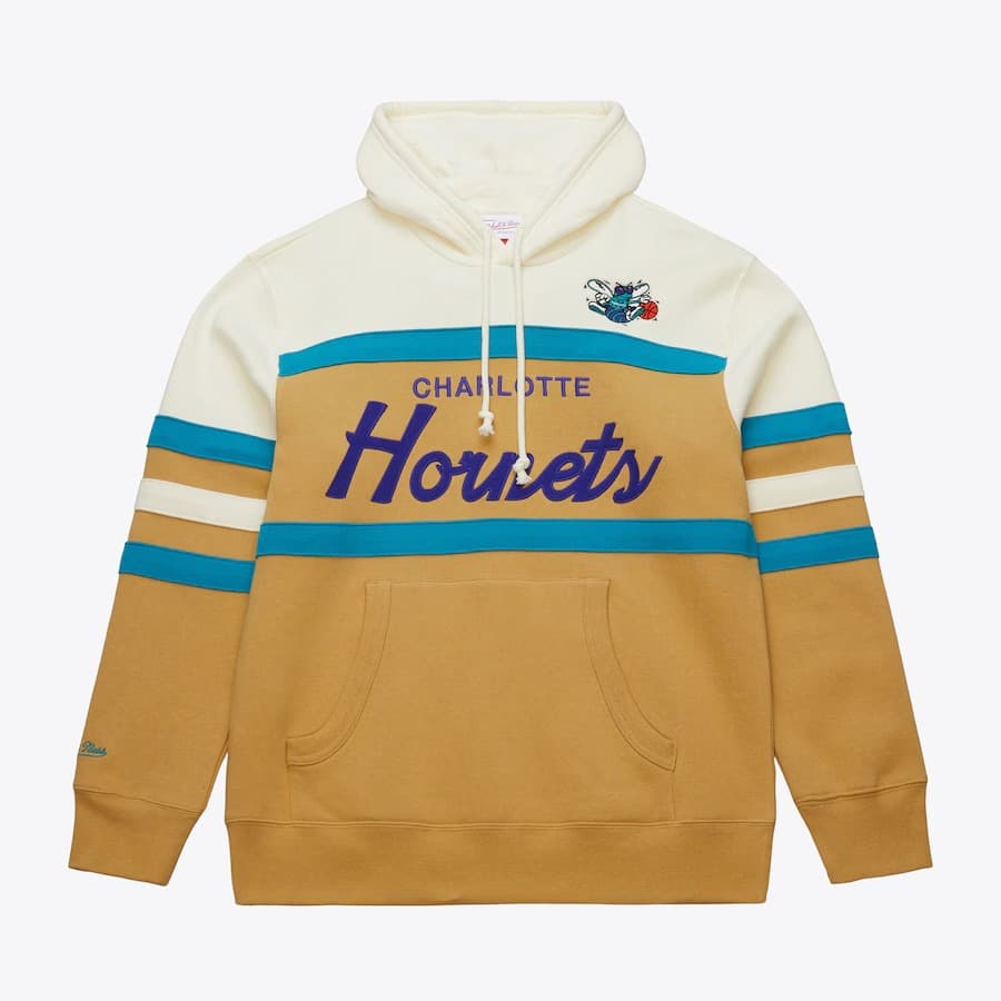 Худи Mitchell & Ness Tan Charlotte Hornets Head Coach Fleece Pullover Hoodie