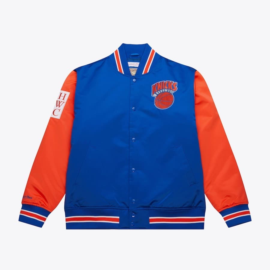 Бомбер Mitchell & Ness Blue New York Knicks Primetime Vintage Satin Full-Snap Jacket
