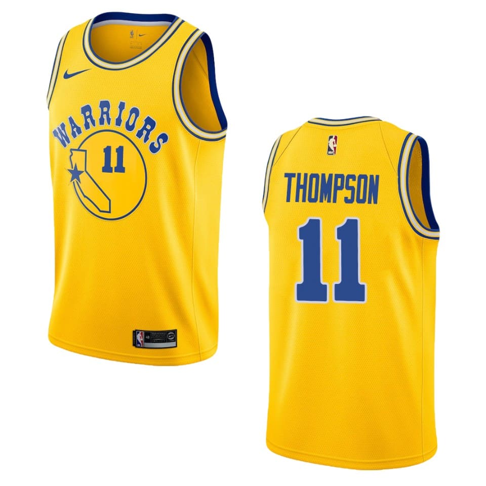 Баскетбольная джерси 2018-19 Warriors #11 Klay Thompson Hardwood Classics Swingman Gold Jersey