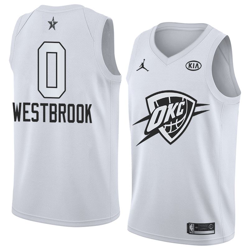 Баскетбольная джерси 2018 All-Star Thunder Russell Westbrook #0 White Swingman Jersey