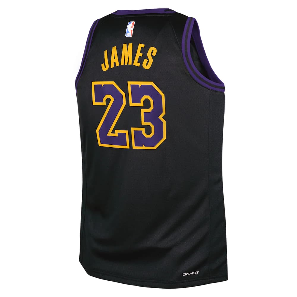 Баскетбольная джерси 2023-24 Los Angeles Lakers LeBron James #23 Youth Swingman City Edition Black Jersey