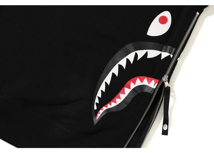 Худи BAPE Side Zip Shark Wide Pullover Hoodie Black