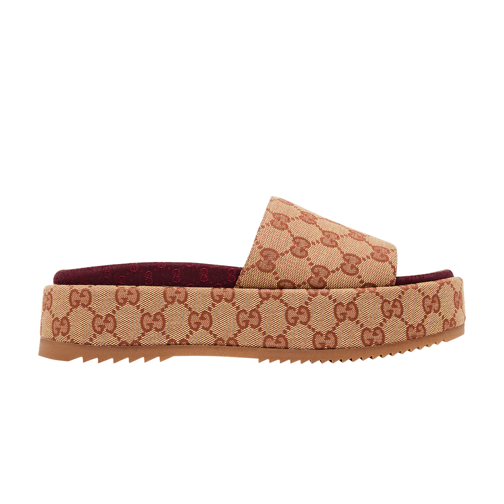 Сандалии Gucci Wmns GG Slide Sandal 'Monogram - Beige Brick Red'