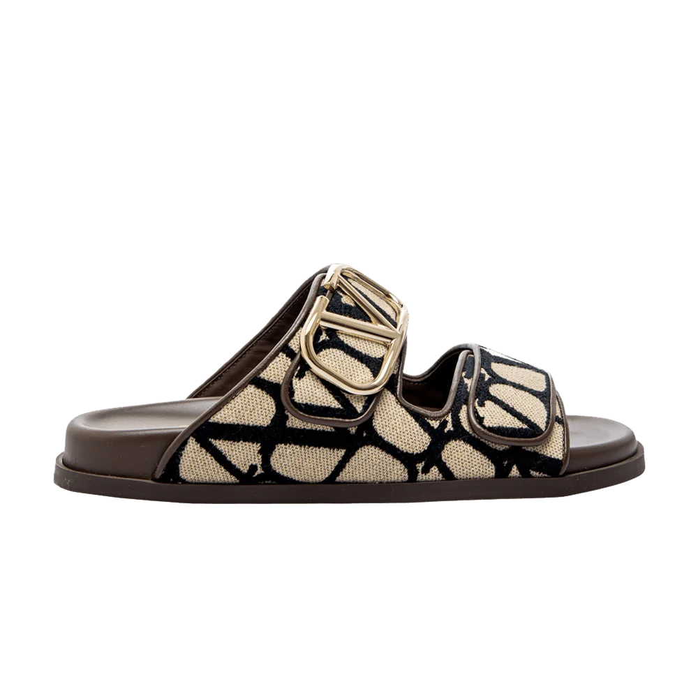 Valentino Wmns Toile Iconographe Double Strap Sandal 'VLogo - Brown'