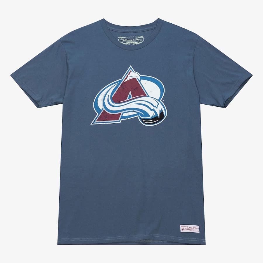 Футболка Mitchell & Ness Blue Colorado Avalanche Distressed Logo T-Shirt