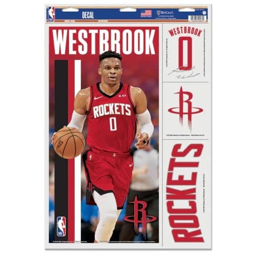 Стикеры Wincraft Russell Westbrook Houston Rockets Decal 11 X 17 Stickers