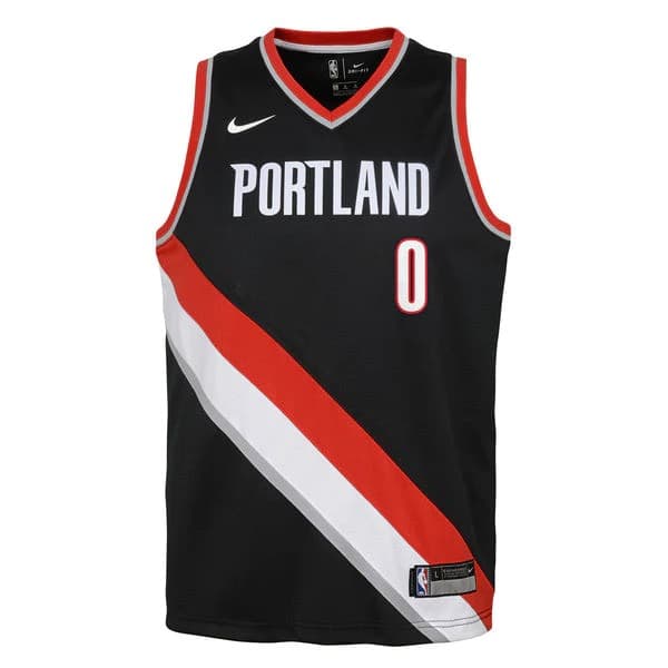 Баскетбольная джерси 2022-23 Portland Trail Blazers Damian Lillard #0 Youth Swingman Icon Edition Black Jersey