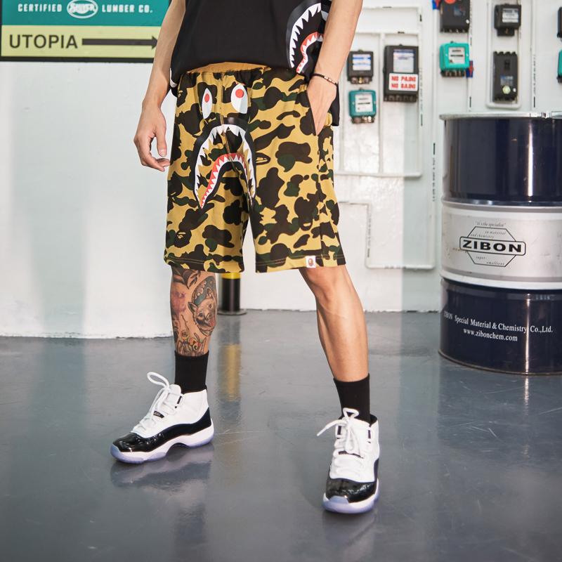 Спортивные шорты BAPE 1st Camo Shark Sweat Shorts Yellow